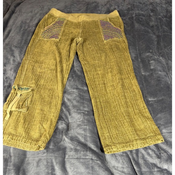 Kleen Womens Large Pants Boho Hippie Gauze Crochet Pockets Elastic Waist Casual - Picture 1 of 11